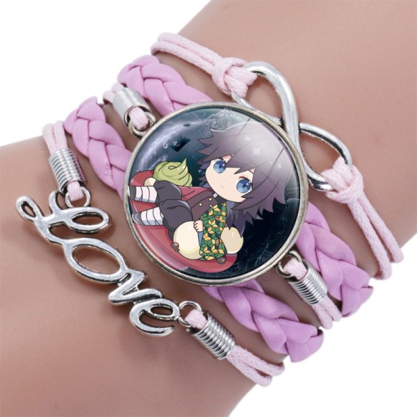 Bedst sælgende Demon Slayer Demon Slayer Time Gemstone Pink Læder Multilayer Armbånd 20502110