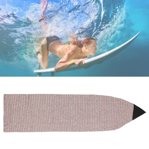 Elastisk Surfebrett Sokk Trekk Surfebrett Beskyttelsesveske Oppbevaringspose (Grønne Røde Striper 6 tommer)