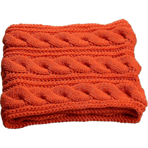 Damers Tykk Ribbestrikket Vinter Infinity Circle Loop Skjerf Premium Twist Orange
