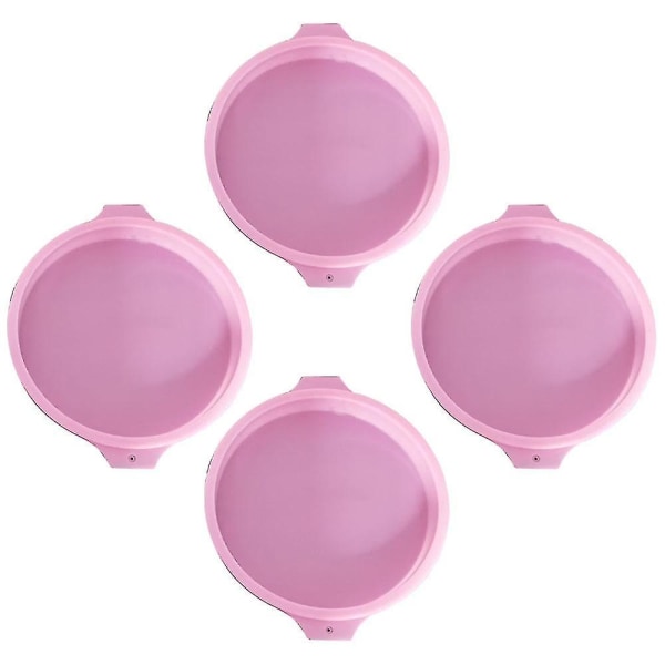 4-delat set 8-tums tårtform rund form kompatibel med bakning, tårtformsfoder, Bpa-fri, non-stick silikonbakeware-rosa