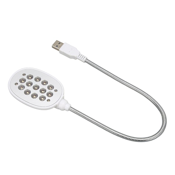 Flexibel USB Gooseneck-lampa - Stark LED-lampa för arbete, läsning, camping (Vit)