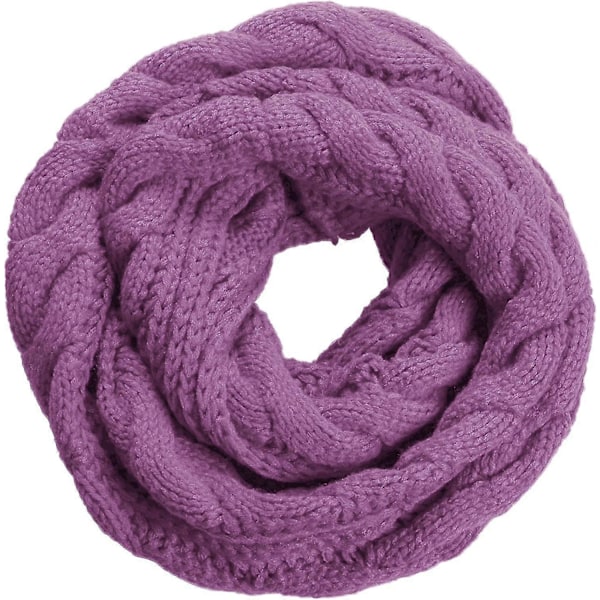 Naisten paksu ribbineulottu talvinen ääretön ympyrähuivi Premium Twist Grape Purple