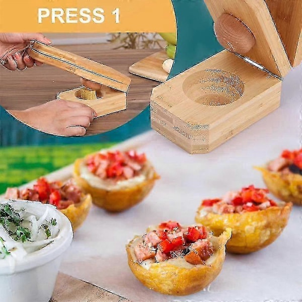 2-in-1 Puinen Tostonera paistetuille banaanille ja Tostones-valmistaja
