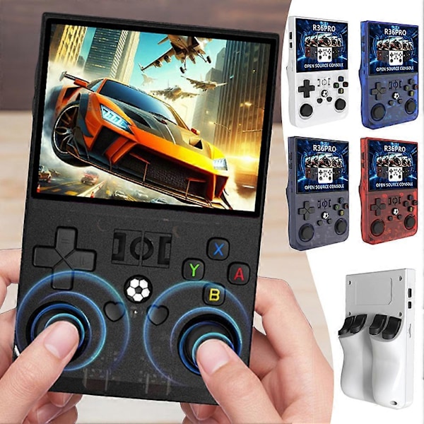 R36PRO Handhållen Spelkonsol 3,5 Tum 64G Inbyggd 15000+ Spel Bärbar Retro Videospelsspelare Present för Vuxna