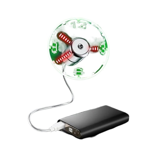USB Klokkevifte med LED Tidsvisning - Mini Fleksibel Kjølevifte for Skrivebord, Laptop og Nettbrett - Praktisk og Energieffektiv