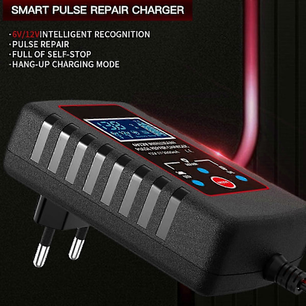 6V og 12V Smart Fuldautomatisk Batterioplader Vedligeholder, Vedligeholdelseslader