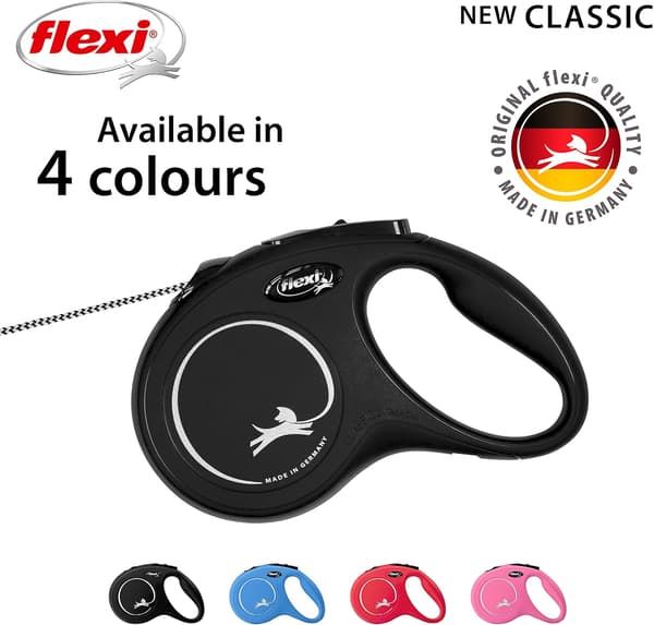 Uusi Classic Flexi-talutin, musta, pieni, 5 m