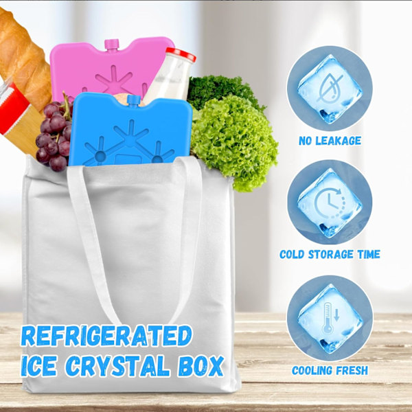 2-pakning 200 ml kjøleelement og liten kjølebag, isolert bag med kjøleelement, ultratynn lang kjølekapasitet, flott for reiser