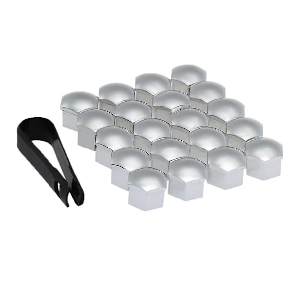 4x20st Universal 17mm Hjulmutterkåpor Lug Nut Caps Skruvskydd Silver