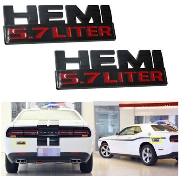 Metallinen Hemi 5.7 Litran Logomerkki Takaluukun Tarra Autotarra Dodge Charger Dart Durango Caliber Journey -lisävarusteisiin M-01