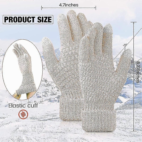 4 par dame vinter touch screen handsker varme fleeceforede strikhandsker elastiske
