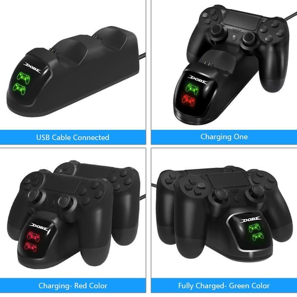 Dobbelt Ladestation til To PS4/PS4 Slim/PS4 Pro Controllere