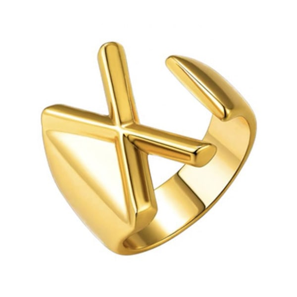 925 silverring med engelska bokstäver retrostil modedesign 18K guld öppen ring x