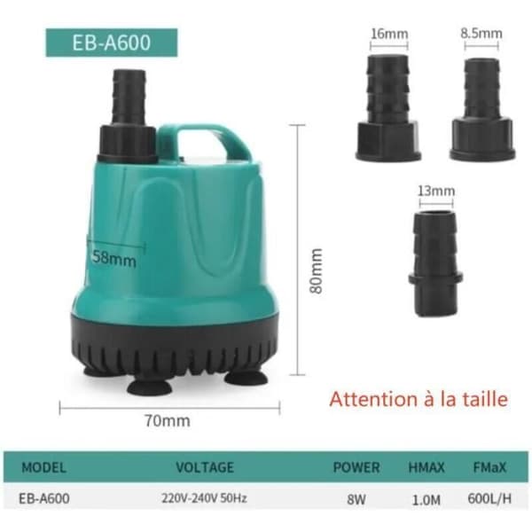Dränkbar pump, 1,5 m kabel, 220V-240V, ultratyst
