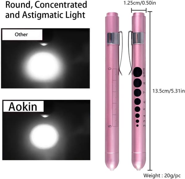 Medisinsk diagnostisk pennelys. Mini gjenbrukbart LED-pennelys.
