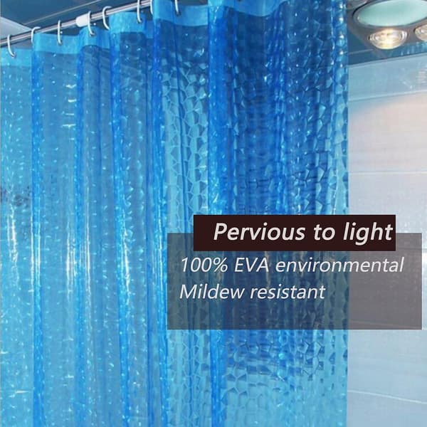 Duschdraperifoder, 4g Eva Blå Vattenkub Duschdraperifoder, Giftfri Luktfri Vattentäta Duschdraperier i Plast, 183x183 cm Med Öljetter 3 Mag