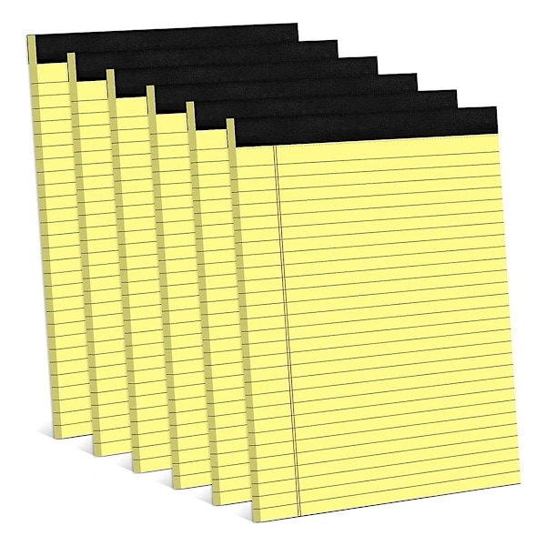 6-pack Gula Anteckningsblock 21,6 x 29,8 cm Smal Linjering Linjerade Skrivblock Gula Pappersblock Coll