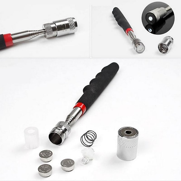 Magnetisk Mini LED Magnetverktyg för att Plocka Upp Skruvmuttrar Bultar Metallskruv Handverktyg
