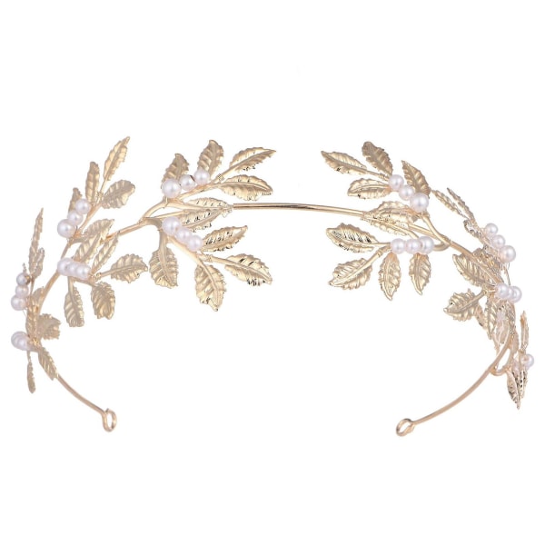 Kvinner Leaf Pearl Crown pannebånd Luksuriøst tiara hårtilbehør til maskeradeballbankettfest Gold