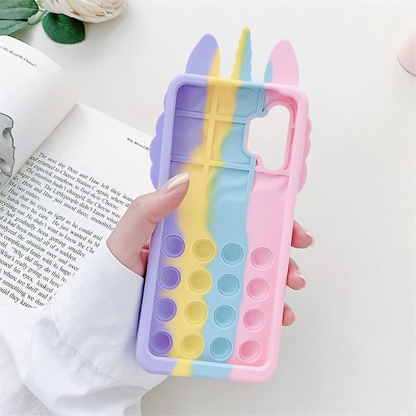 Unicorn Skal för Samsung Galaxy A01, Push Bubble Mjukt Silikon Pop Stötsäkert Skyddsskal för Samsung Fidget Leksaker Skal för Samsung Galaxy A10E/