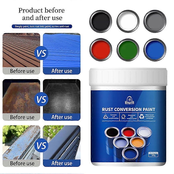 Vejrbestandig Rust Konverter Maling til Metal Vandbaseret Rustbeskyttende Maling Metalmaling Effektiv Rustkonverteringsmaling Grey 300g