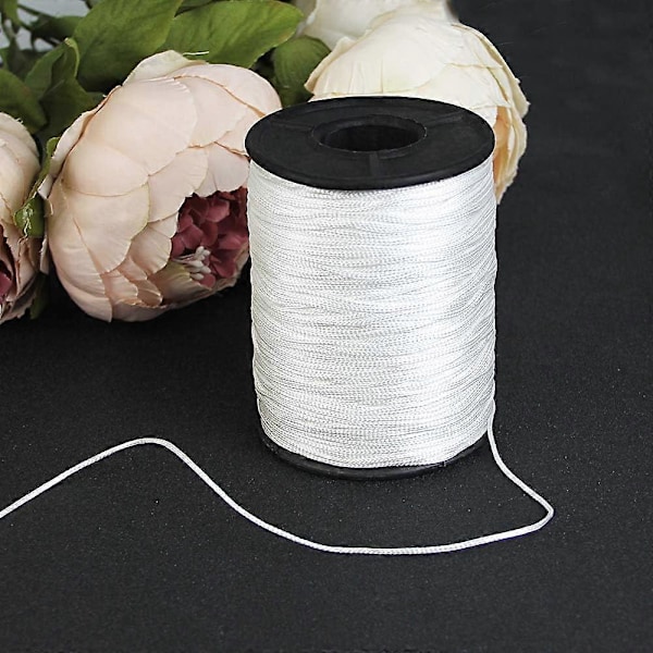 150 Yards Flettet Snorsnor, 1 mm Diameter Hvid Polyethylen Snor til Persienner Gardiner Aluminiumspanelpersienner