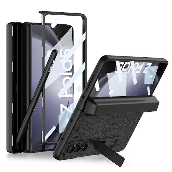 For Samsung Galaxy Z Fold 5 Deksel Med Pennholder, Magnetisk Hengslet Innebygd Pennholder, Skjermbeskytter