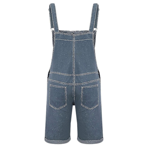 Miesten rento muodikkaat yksiväriset rinta taskulliset farkku repaleiset shortsit suorat housut Blue XL