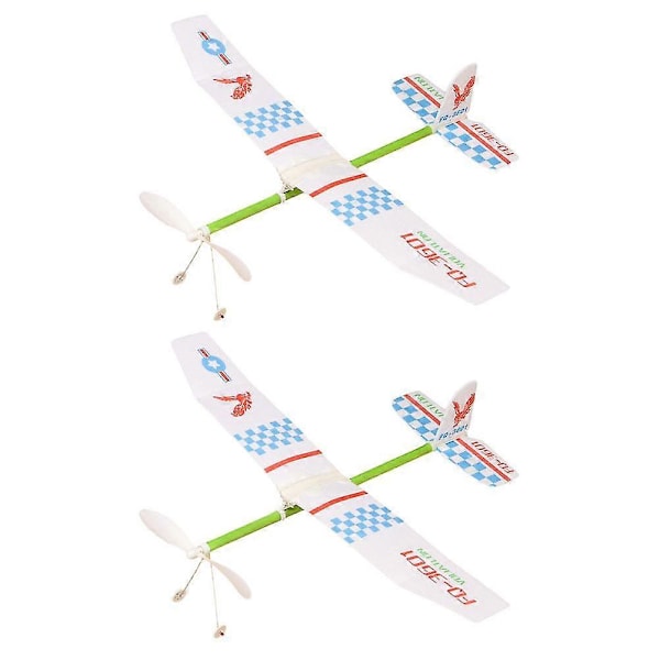 2 st Gummibandsdrivna Flygplansmodeller Dubbeldäckare Leksaker För Barn (slumpmässigt Mönster)