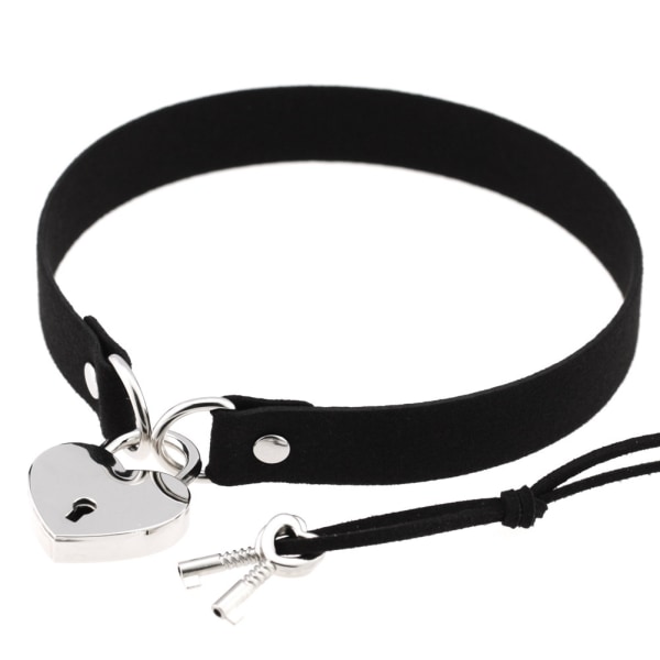 Leather Punk Choker Premium Vegan Leather Choker og krage halskjede med elegant anheng svart Black