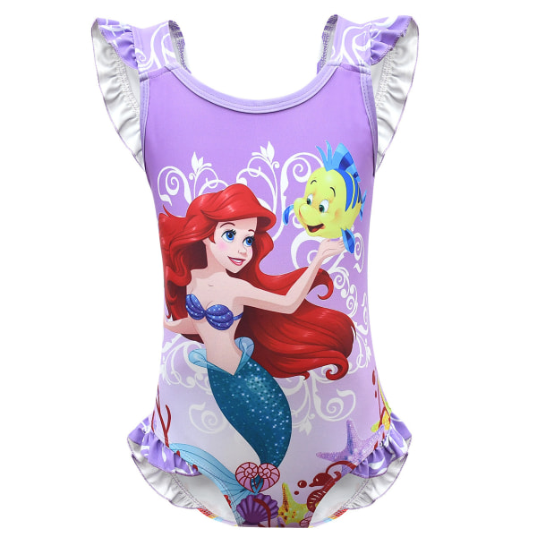 Flickor Barn Tecknad sjöjungfru Prinsessan Ariel Badkläder Bikini Baddräkt Baddräkt i ett stycke Strandkläder Purple 110cm