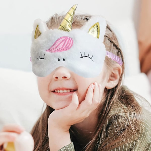 Crday Enhörning Sovmask Barn Sovmask Söt Plysch Sovmask 3D Djurgåva