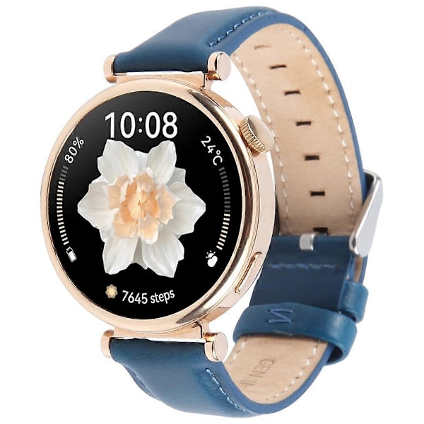 Til Garmin Lily 2 Active/Lily 2 håndledsrem 14mm Toplag Ko Læder Urrem - Blå Blue