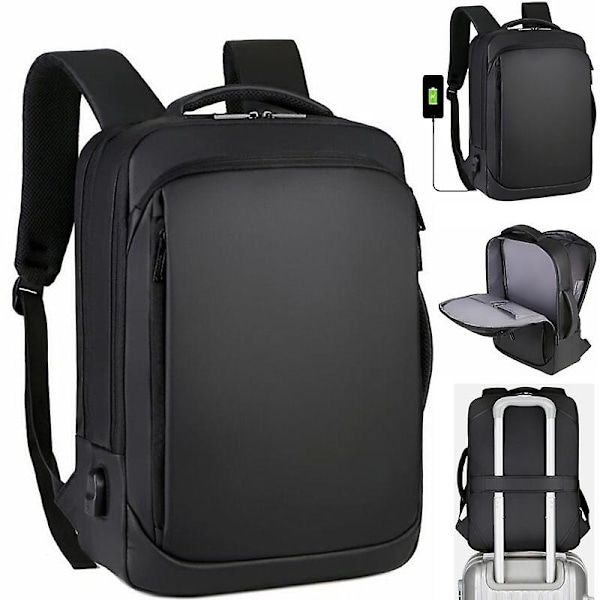 Laptop Ryggsäck Herr Ryggsäck Business Notebook Vattentät Ryggsäck USB Laddningsväska Reseryggsäck Stöldskyddsryggsäck