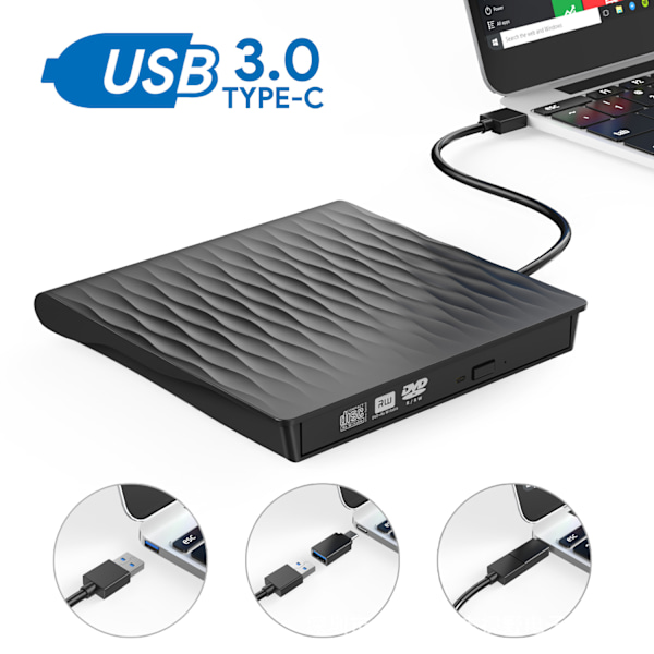 USB 3.0 DVD/CD-brännare extern mobil bärbar dator typ C extern optisk enhet extern enhet