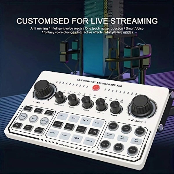 X50 Live Lydkort Audio Mikser Opptak Skrivebord Sang BT OTG Digital Tapsfri Overføring for Podkasting Gaming A