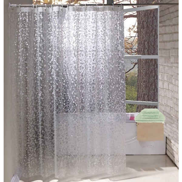 Smal duschdraperi, Eva Duschdraperi med Kristallsten, Vattentät och mögelbeständig genomskinlig duschdraperi för badrum (1st, Transparent C