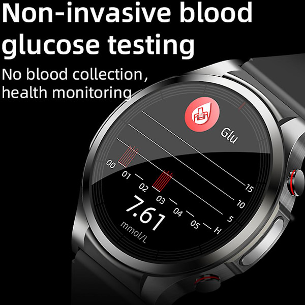 Smart Blodsukker Måler Ur, Non-Invasiv Glukose, Puls, Blodtryk & Kropstemperatur Tracker, Diabetisk Sundheds Sportsur