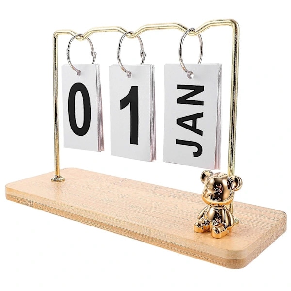 Evighetskalender, dekorativ dubbelsidig skrivbordskalender, återanvändbar evighetskalender.