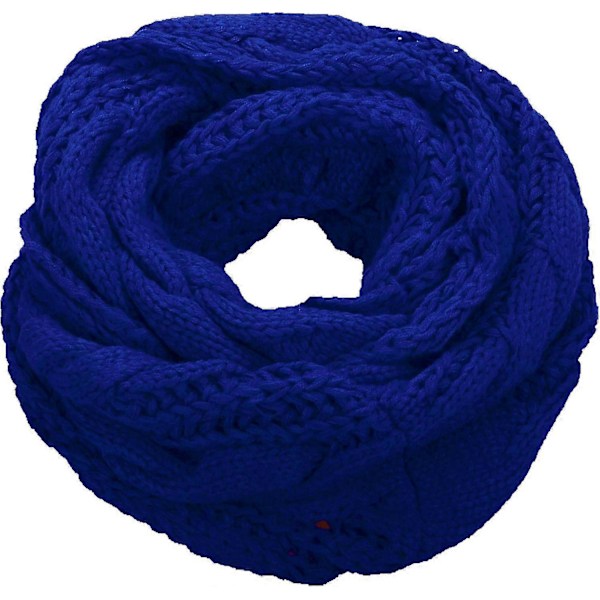 Dam Tjock Ribbstickad Vinter Infinity Cirkel Loop Halsduk Premium Twist Royal Blue