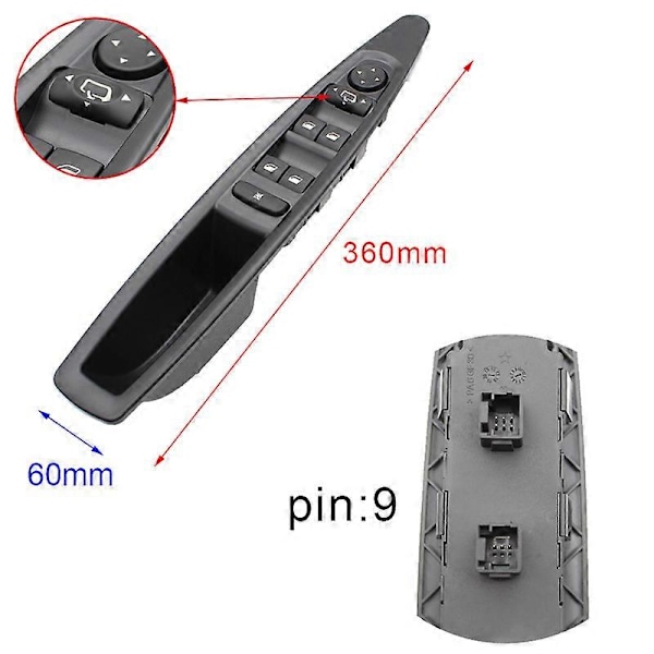 6554.HA Hovedstrømafbryder til vindue for Citroen C4 2004-2010 (Manuel)