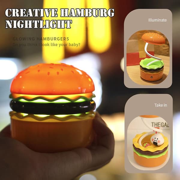 Hamburgerformet Natlampe Multifunktionel Soveværelseslampe