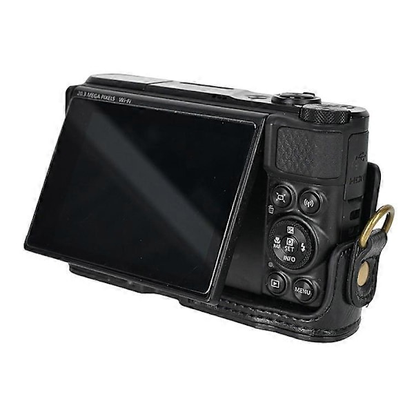 Kameraväska Kompatibel för Canon SX740 HS / SX730 / SX720 Kameraskydd PU Läder Digital Kameraväska med Axelrem Black
