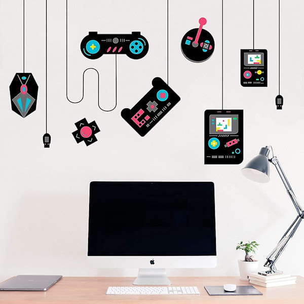 Gamer Vægdekorationer - Plakater til drengeværelset, Gamer værelse farverige klistermærker til drenge, Børneværelse indretning, Aftagelige væg vinyl klistermærker - -
