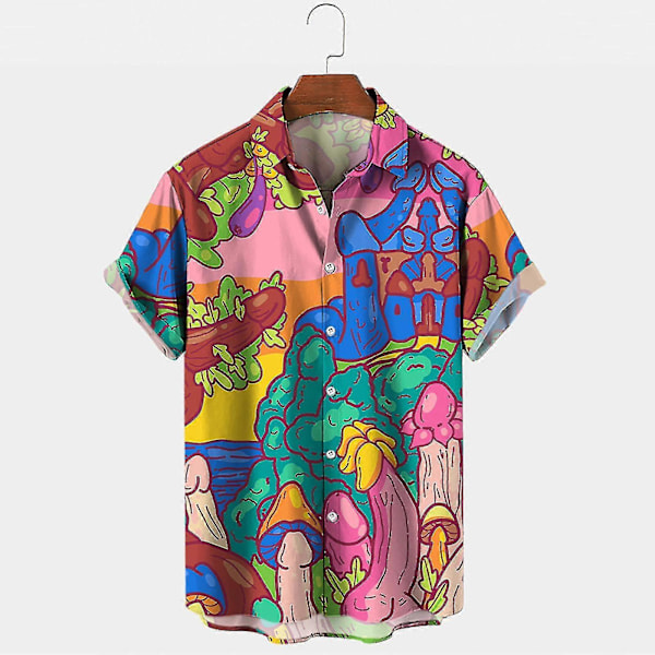 Herrskjortor med Knappar Roliga Tryckta Hawaiiskjortor Strandtoppar Nyhet Ful Skämtpresent 4XL C