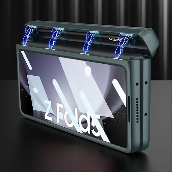 Skal för Samsung Galaxy Z Fold 5 med pennhållare, magnetisk gångjärnsförsedd inbyggd pennhållare, skärmskydd
