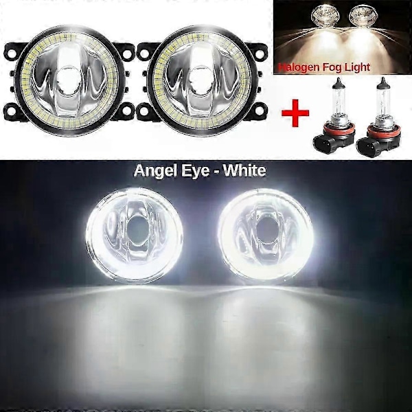 Kompatibel Angel Eye tåkelyktmontering for Peugeot 207 2006-2012 bil frontfanger tåkelykt med halo ring kjørelys H11 12v Warm White and White
