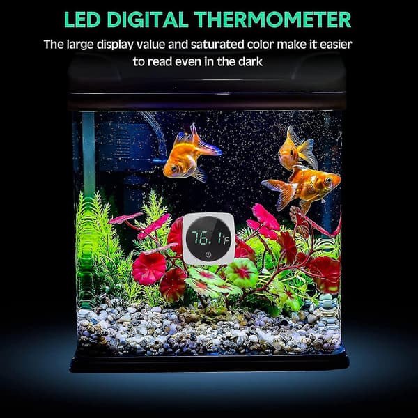 LED Akvarietermometer Fisketank Touchscreen Termometer Præcis Klæb-på Fisketank Temperatursensor