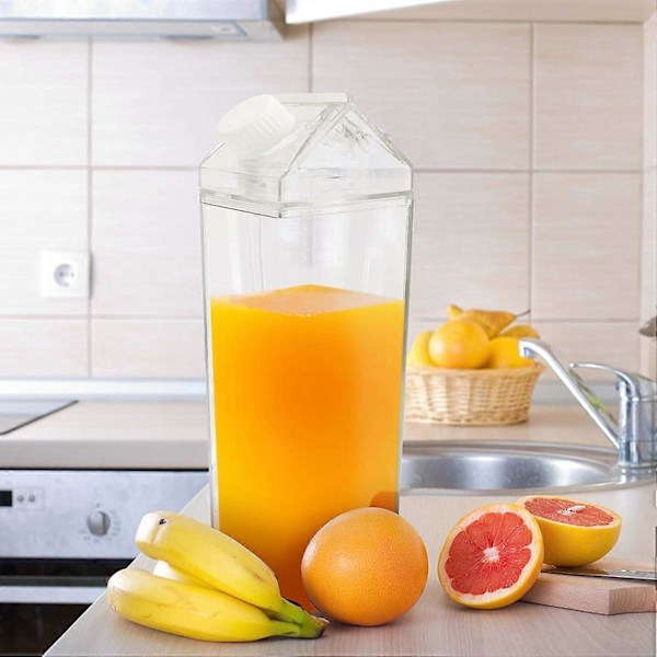 2 st Klar Mjölkkartong Vattenflaska Transparent Mjölkförpackning Juiceflaska Bärbar Återanvändbar Mjölkflaskor Lemonad Juiceburk Dryckesbehållare 500ML