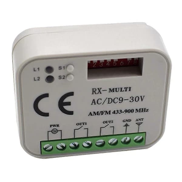 Garajeport Fjernkontroll Mottaker 2-Kanals Kontroller Bryter for 433 868 MHz Sender RX Multi